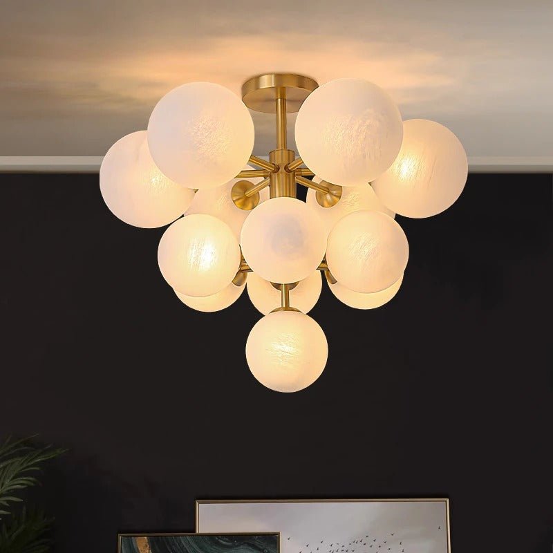 Freyza - Elegant Modern Brass Frosted Glass Chandelier