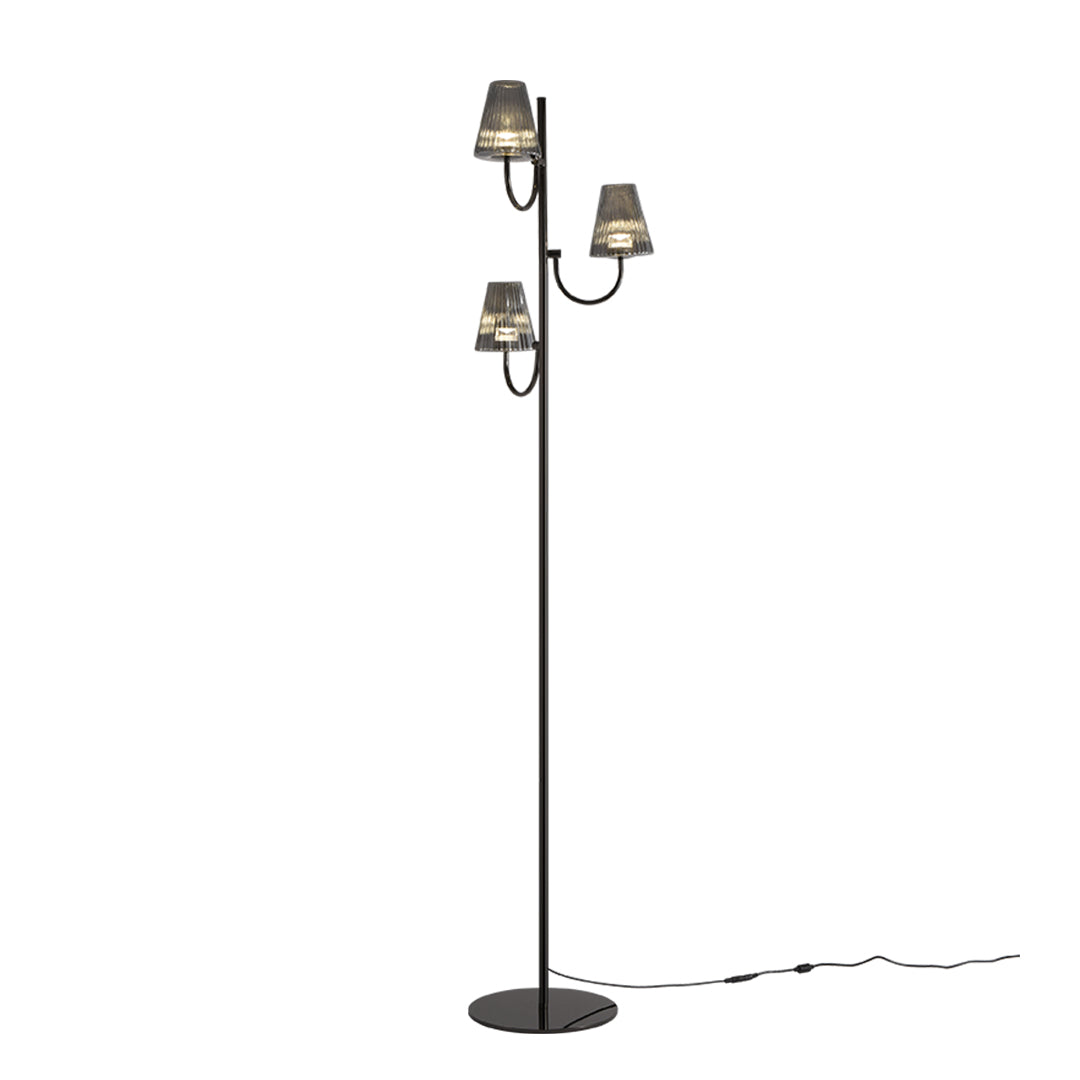 AluminaGlow | Modern Black Three-Light Standing Floor Lamp 7