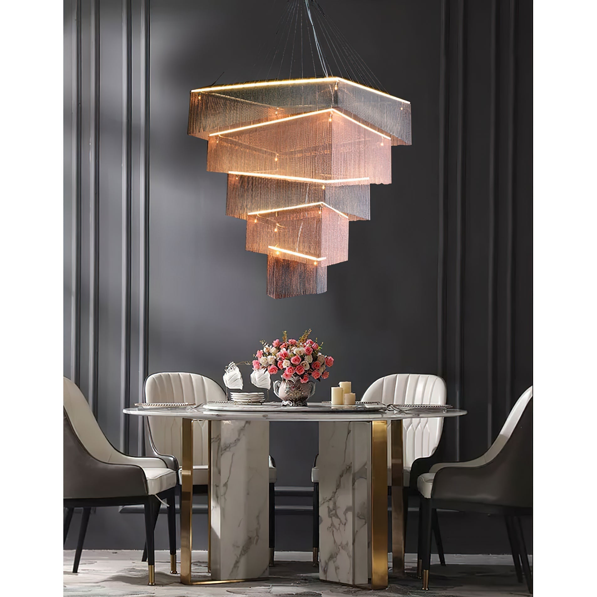 Freyza | Caeluvyn Postmodern Chain Chandelier – Modern Dining Room Living Room
