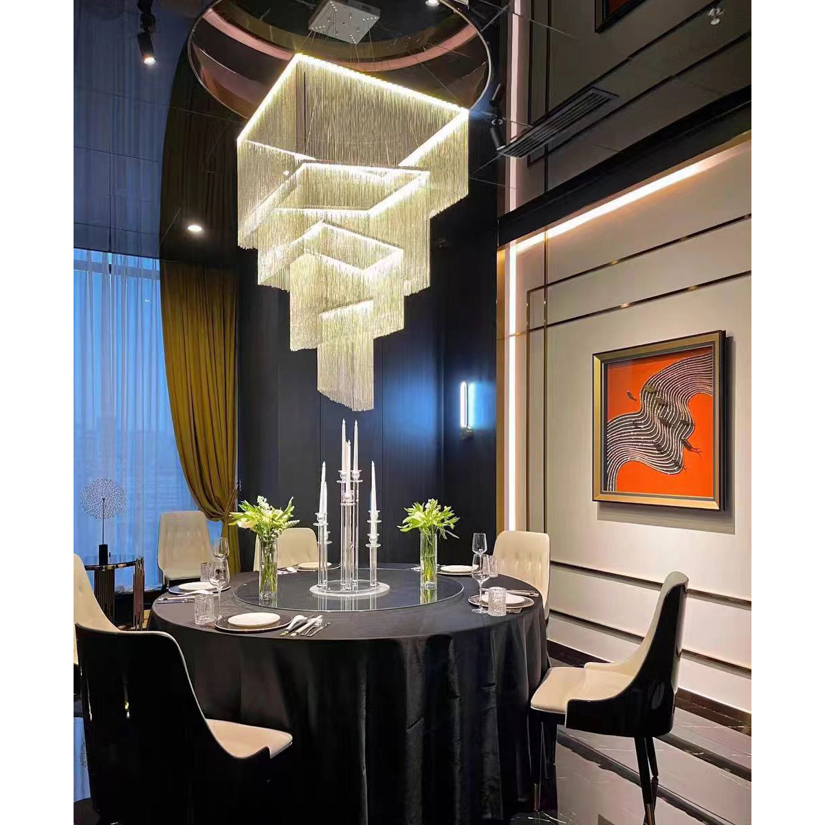 Freyza | Caeluvyn Postmodern Chain Chandelier – Modern Dining Room Living Room