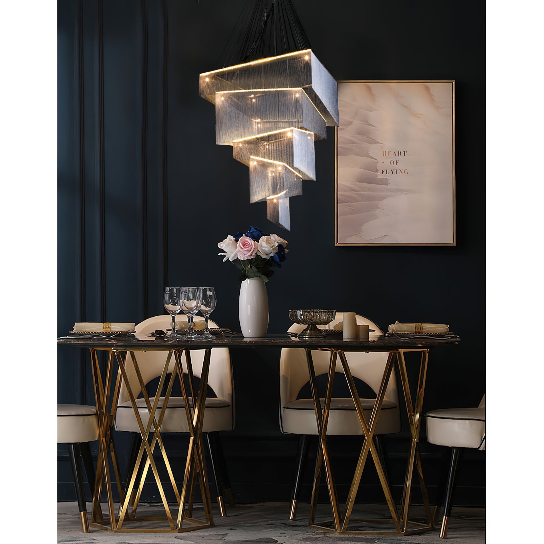 Freyza | Caeluvyn Postmodern Chain Chandelier – Modern Dining Room Living Room