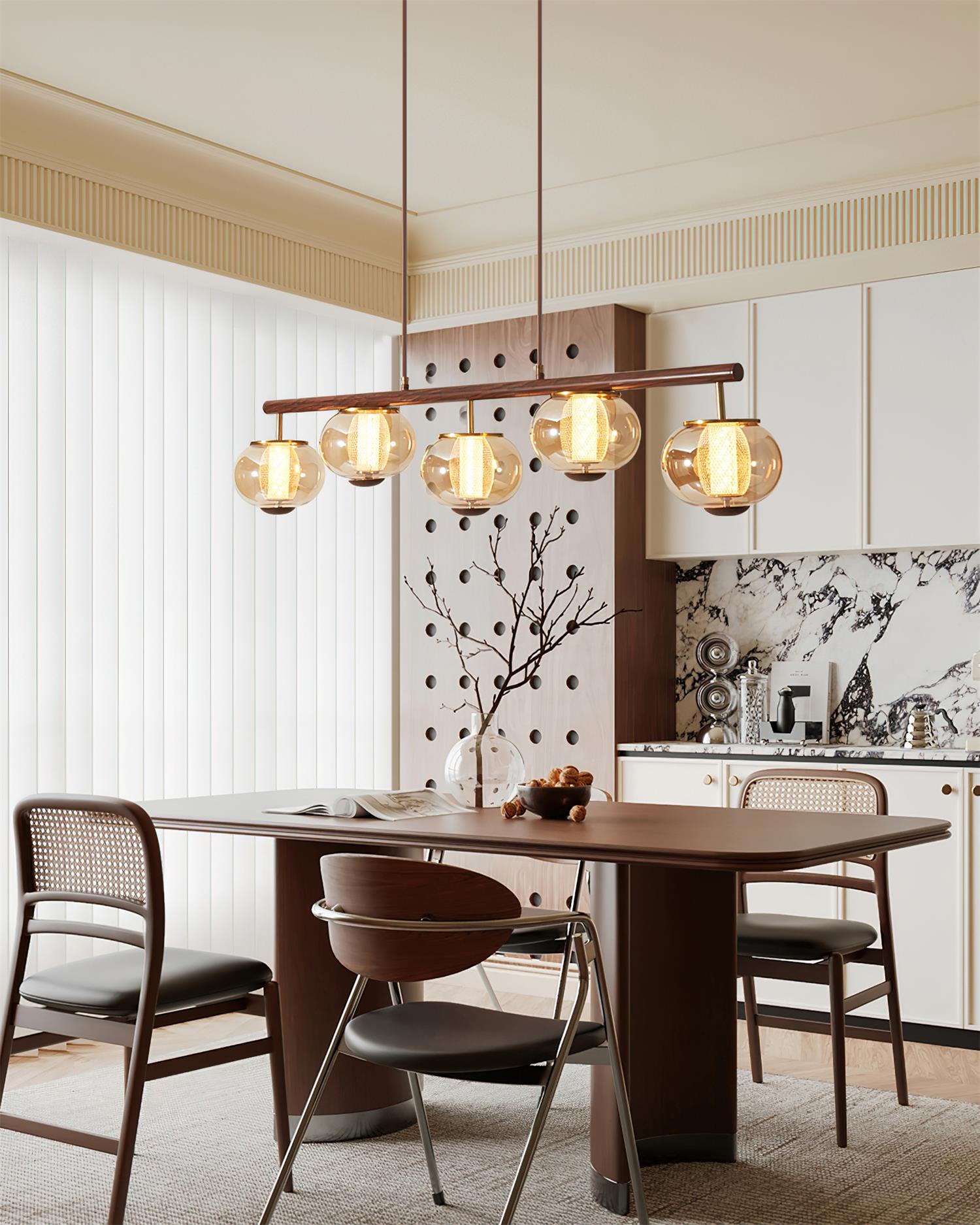 Lustre suspendu linéaire Freyza | Faylen – Salle à manger et salon
