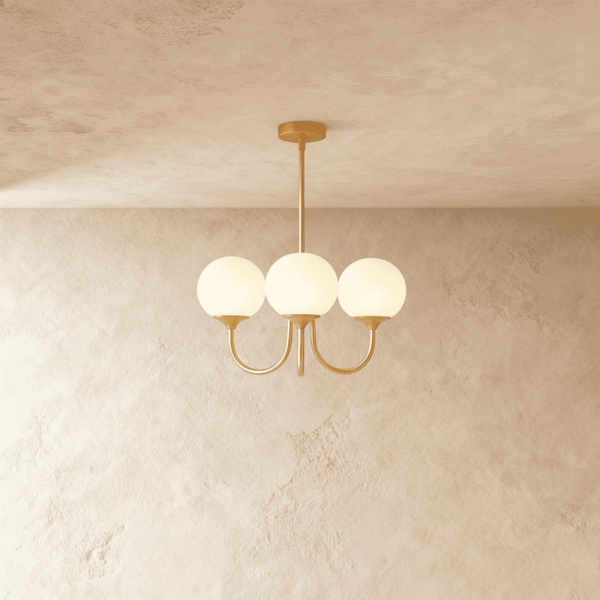 Freyza - Amelia | Eleganter Vintage Gold-Kronleuchter mit Glasschirmen