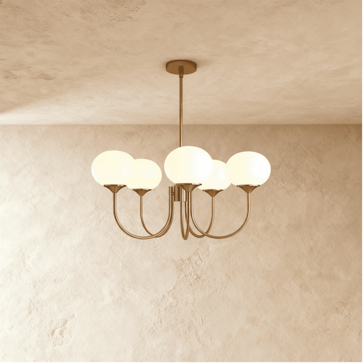 Freyza - Amelia | Eleganter Vintage Gold-Kronleuchter mit Glasschirmen