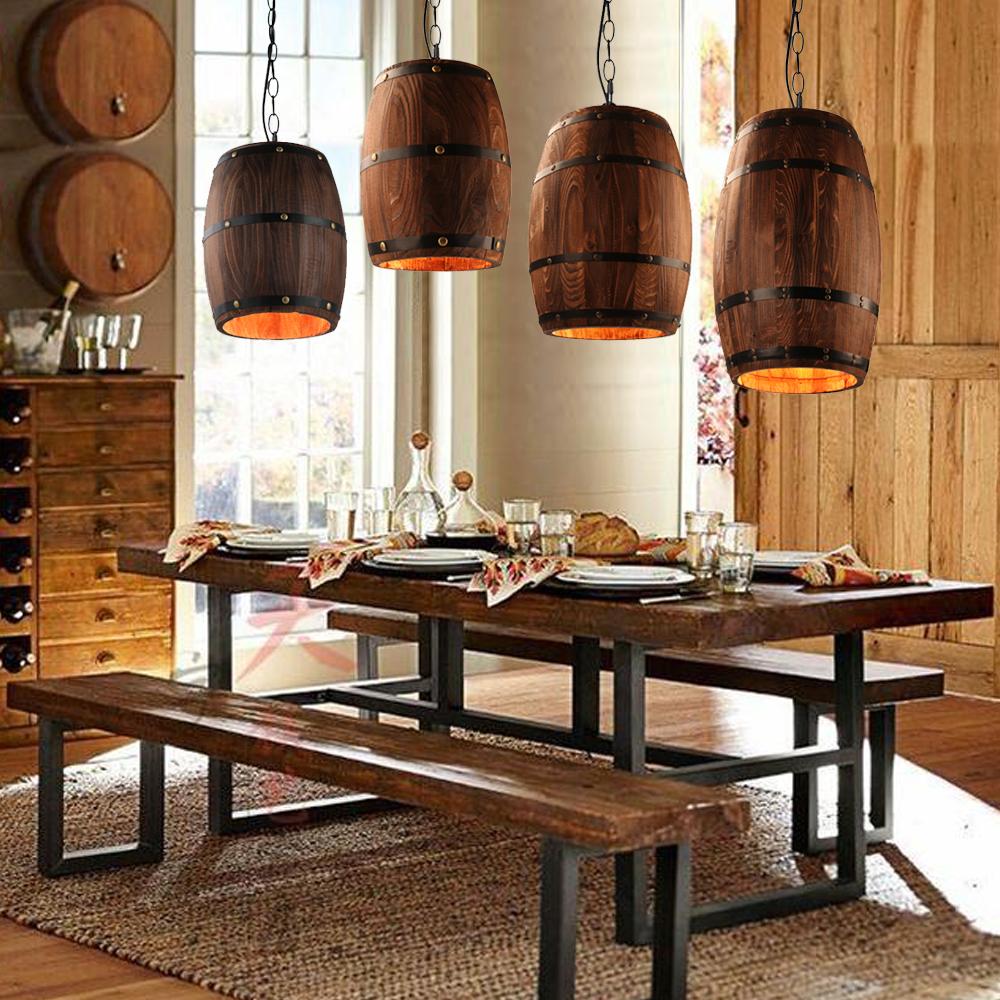 Freyza - Erato - Lampe suspendue en forme de tonneau à vin en bois