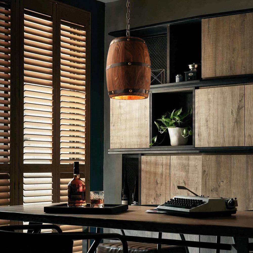 Freyza - Erato - Lampe suspendue en forme de tonneau à vin en bois