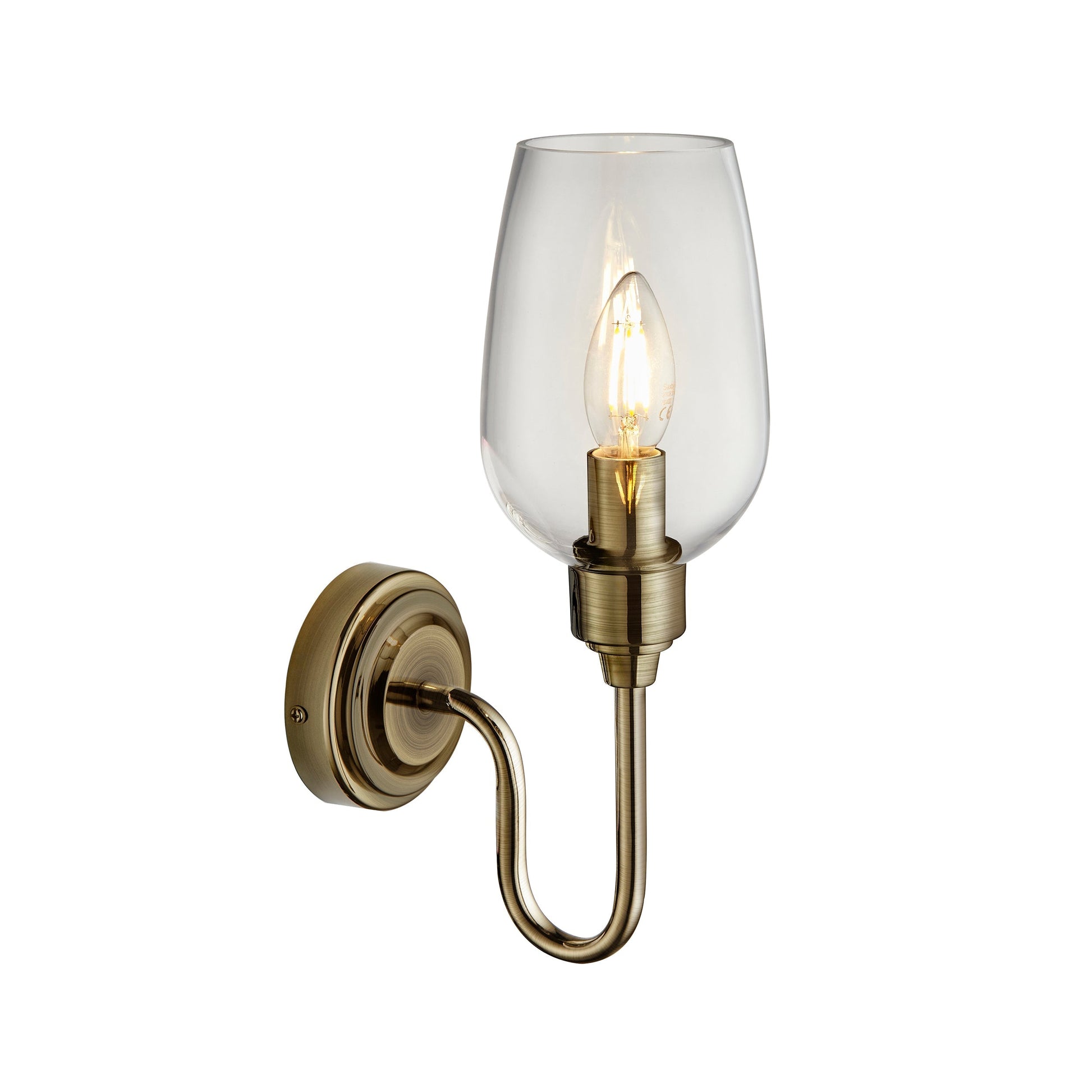 Amos Collection | Single Wall Light with Antique Brass Finish | Vintage Design for Warm Illumination 1