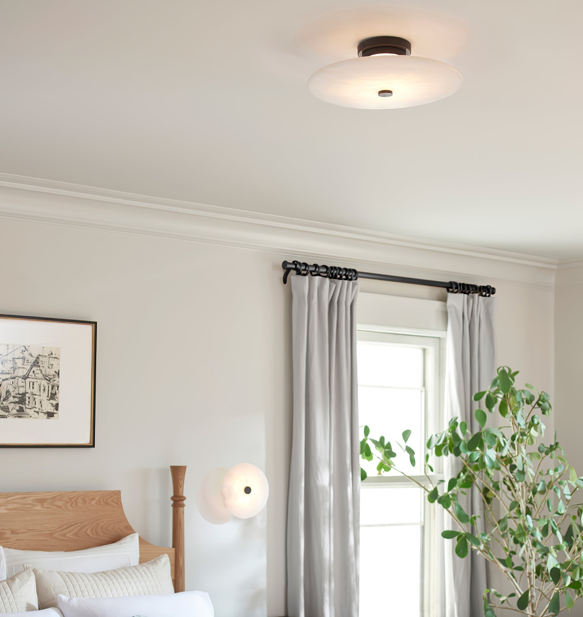 Freyza | Plafonnier Clio blanc albâtre – chambre, salon