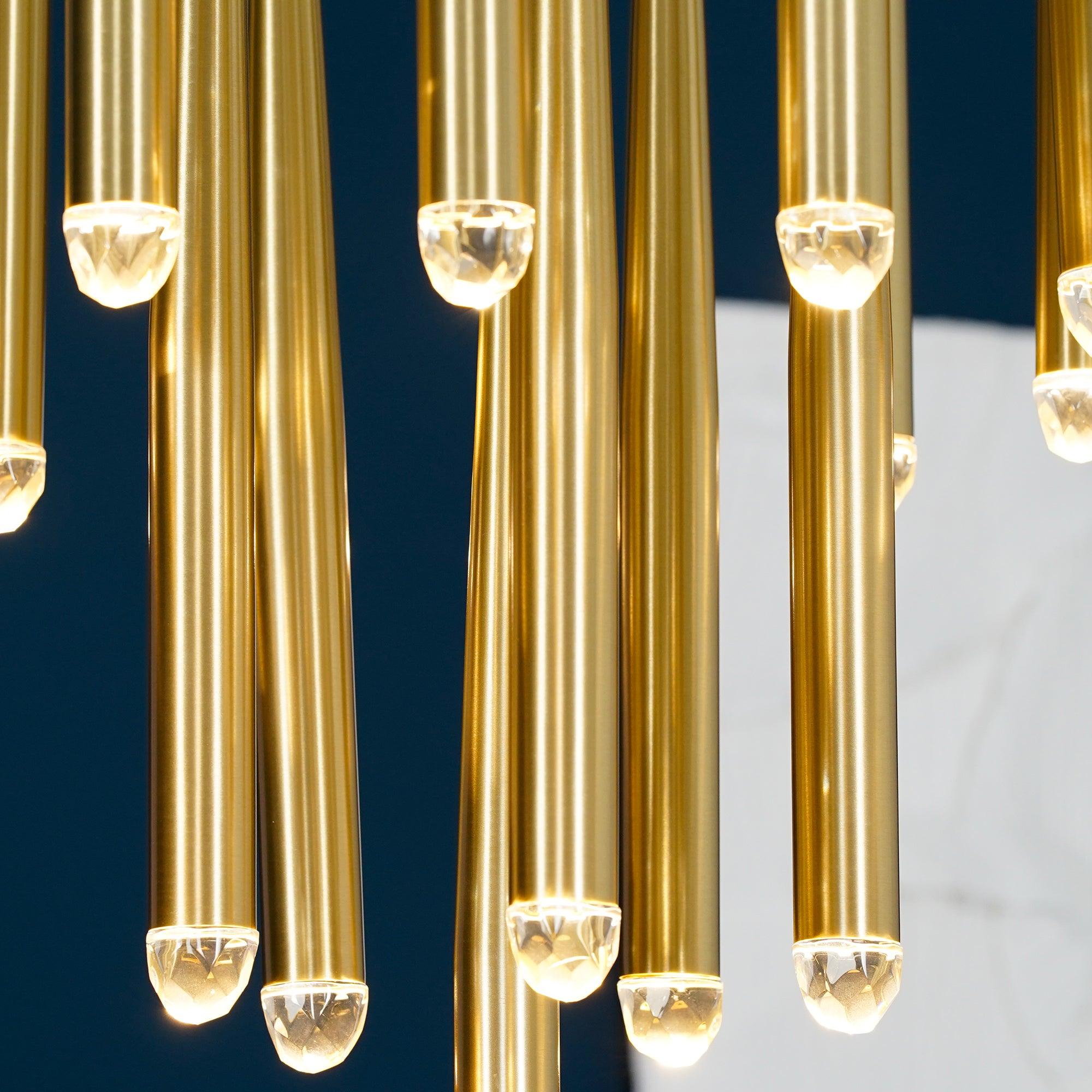 Freyza | Lustre en laiton noir avec abat-jour en cristal – Salle à manger, salon