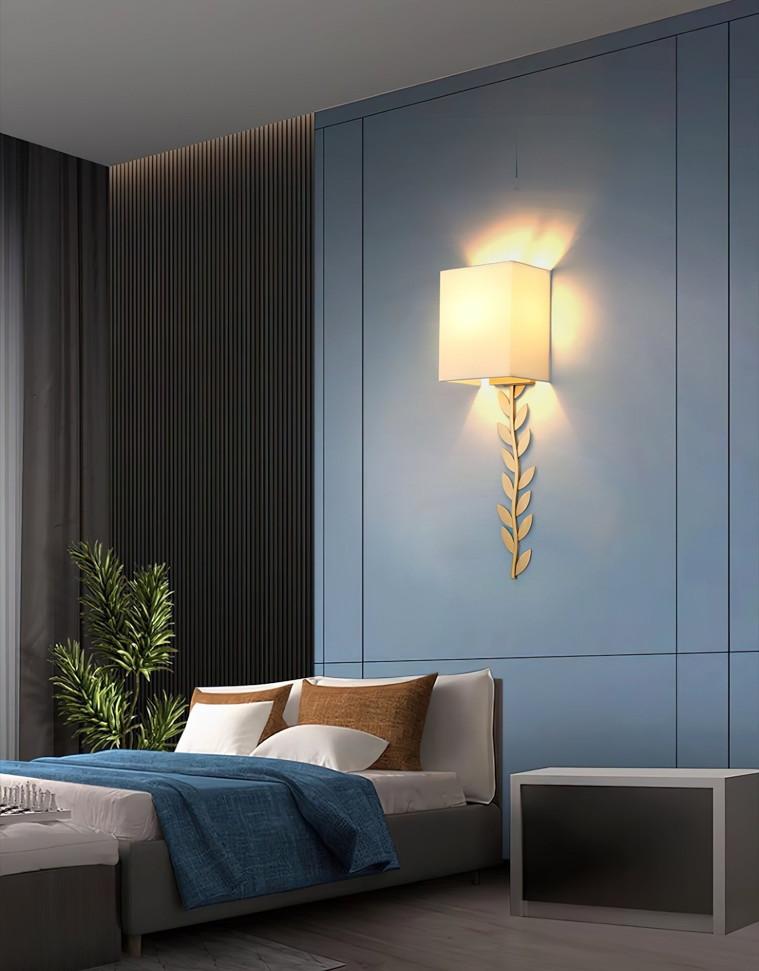 Freyza | Plotuvyo Grove Brass Brass Fabric Wall Light – Bedroom Hallway