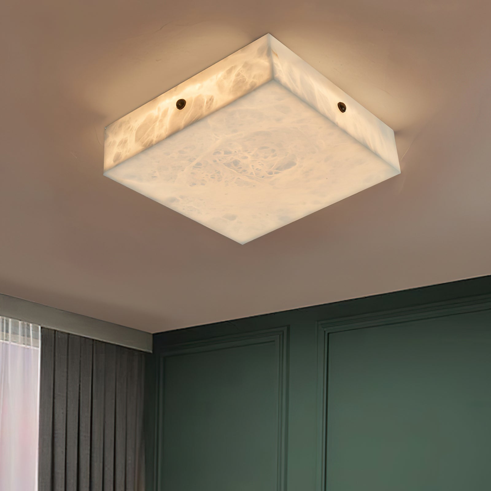 Freyza | Rauduvys Alabaster Flushmount Ceiling Light – Bedroom Living Room