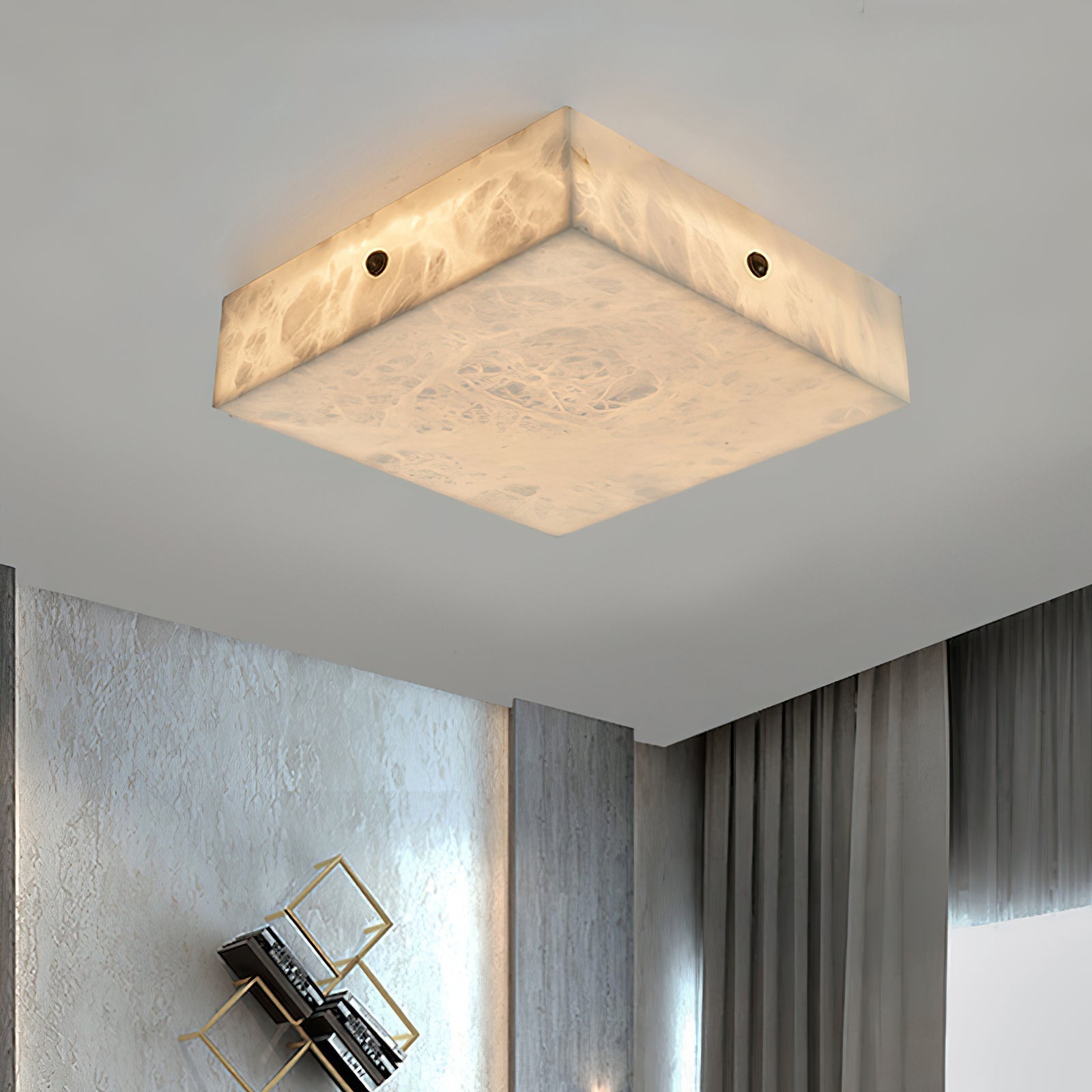 Freyza | Rauduvys Alabaster Flushmount Ceiling Light – Bedroom Living Room