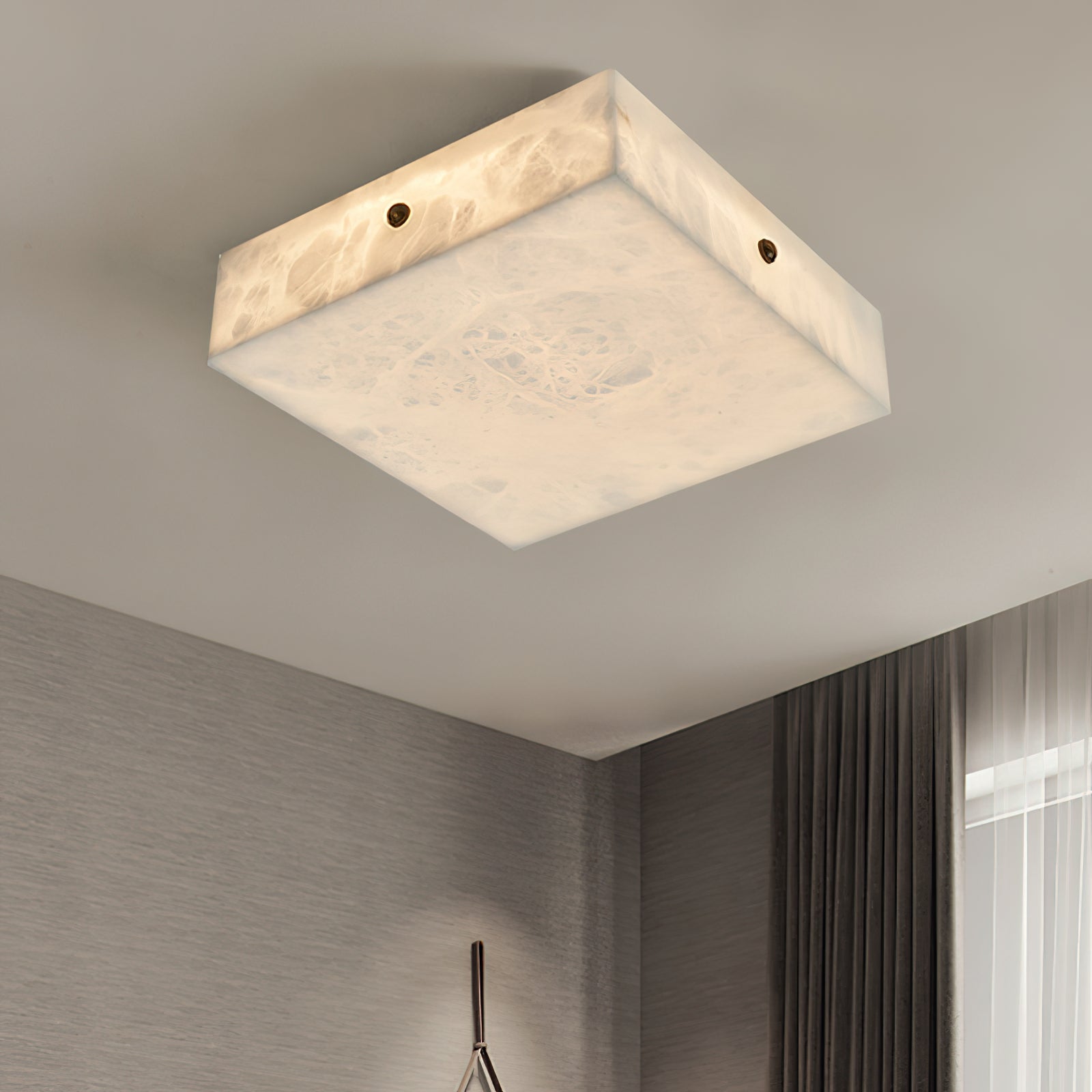 Freyza | Rauduvys Alabaster Flushmount Ceiling Light – Bedroom Living Room
