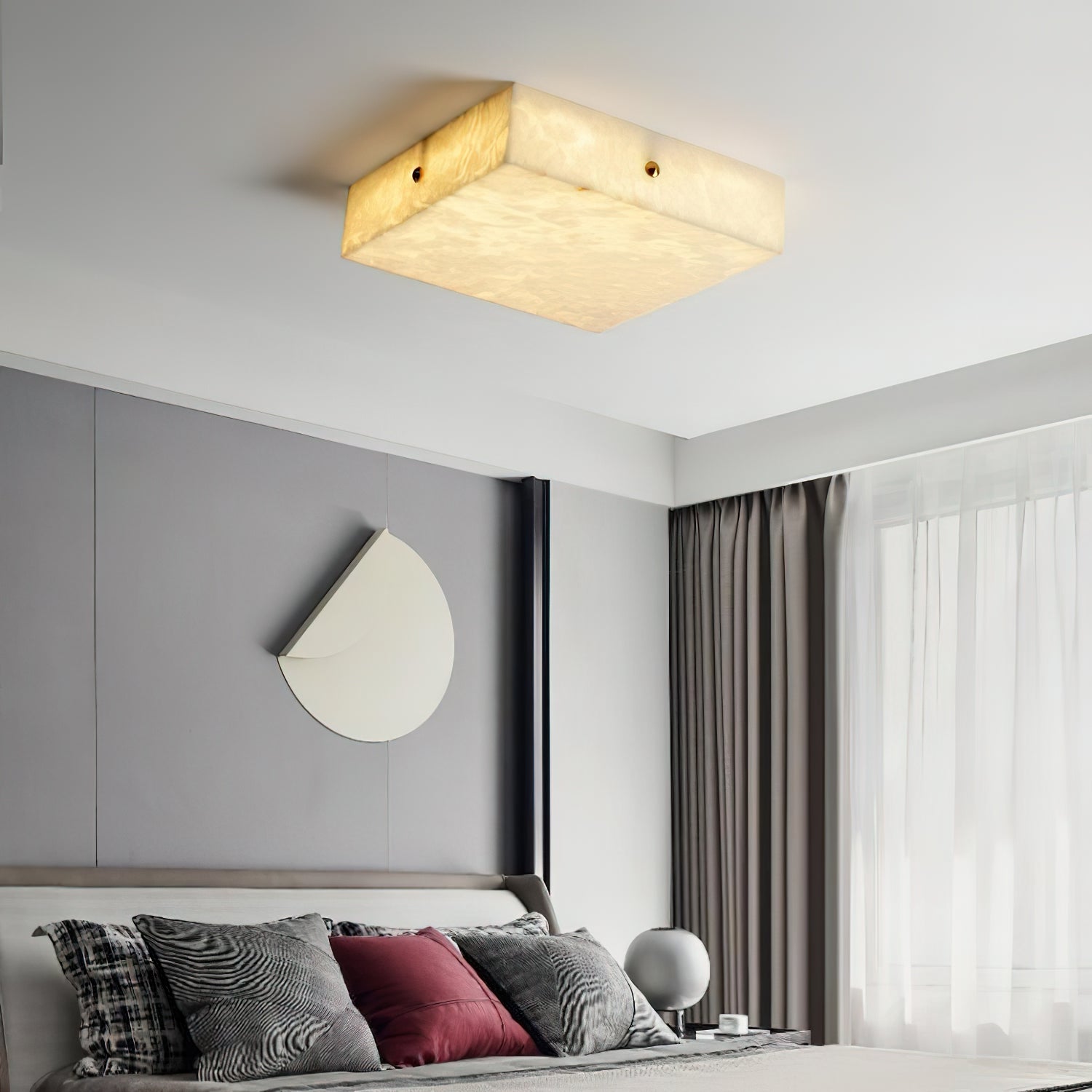 Freyza | Rauduvys Alabaster Flushmount Ceiling Light – Bedroom Living Room