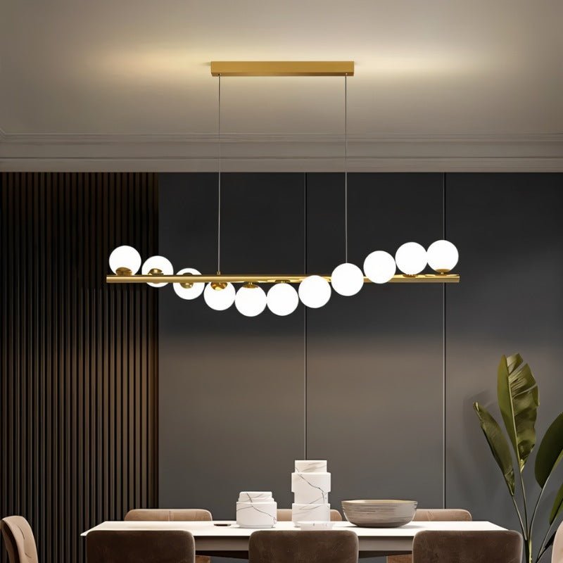 Freyza - AriellaGlow | Elegant Gold Framed Pearl Glass Chandelier