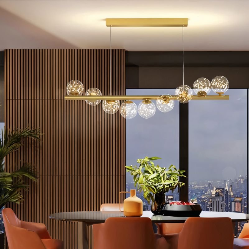 Freyza - AriellaGlow | Elegant Gold Framed Pearl Glass Chandelier
