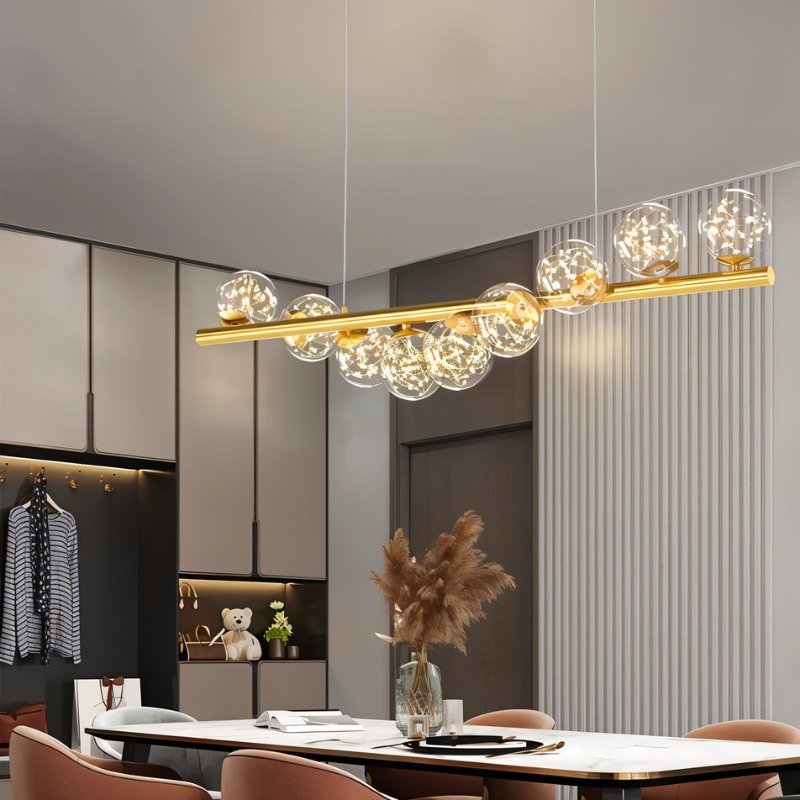 Freyza - AriellaGlow | Elegant Gold Framed Pearl Glass Chandelier