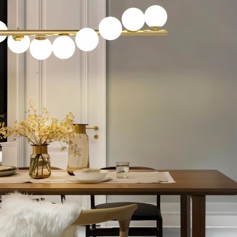 Freyza - AriellaGlow | Elegant Gold Framed Pearl Glass Chandelier