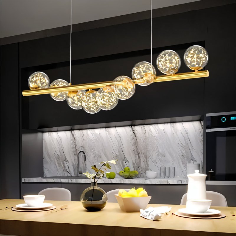 Freyza - AriellaGlow | Elegant Gold Framed Pearl Glass Chandelier