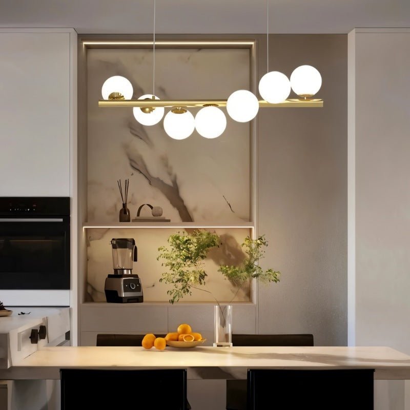 Freyza - AriellaGlow | Elegant Gold Framed Pearl Glass Chandelier