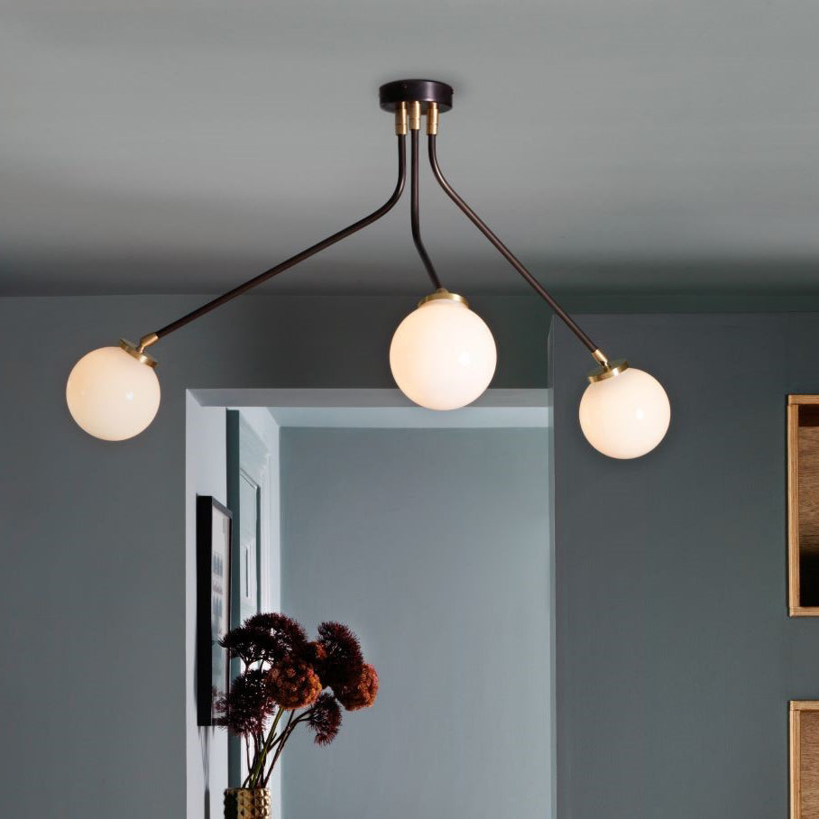 Freyza | Vatnuvyo Brass Glass Brass Glass Ceiling Light – Bedroom Living Room