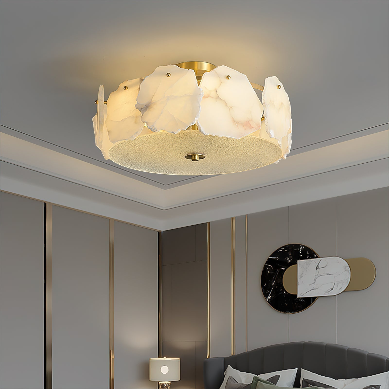Freyza | Zoruvys Alabaster Glass Glass Ceiling Light – Bedroom Living Room