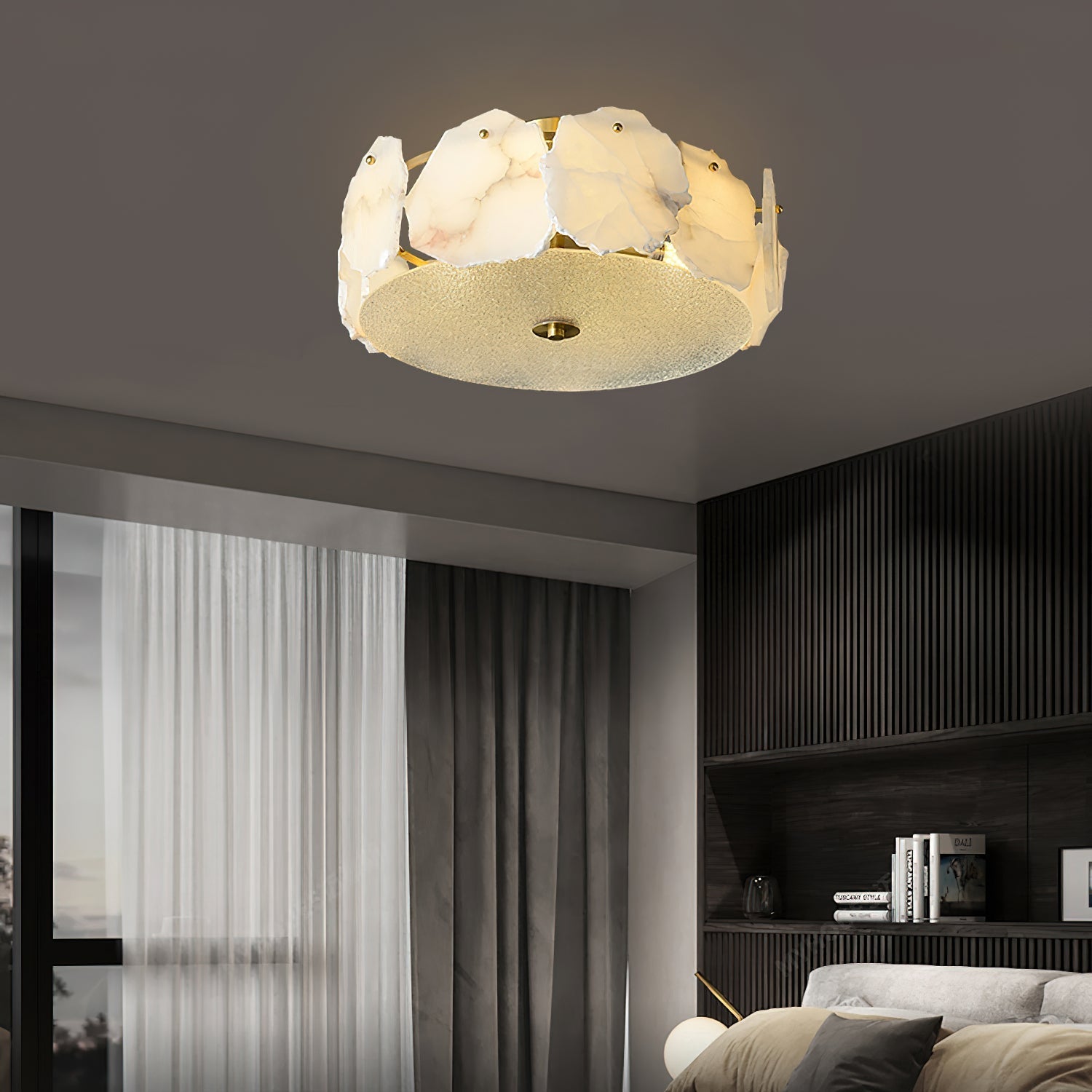 Freyza | Zoruvys Alabaster Glass Glass Ceiling Light – Bedroom Living Room