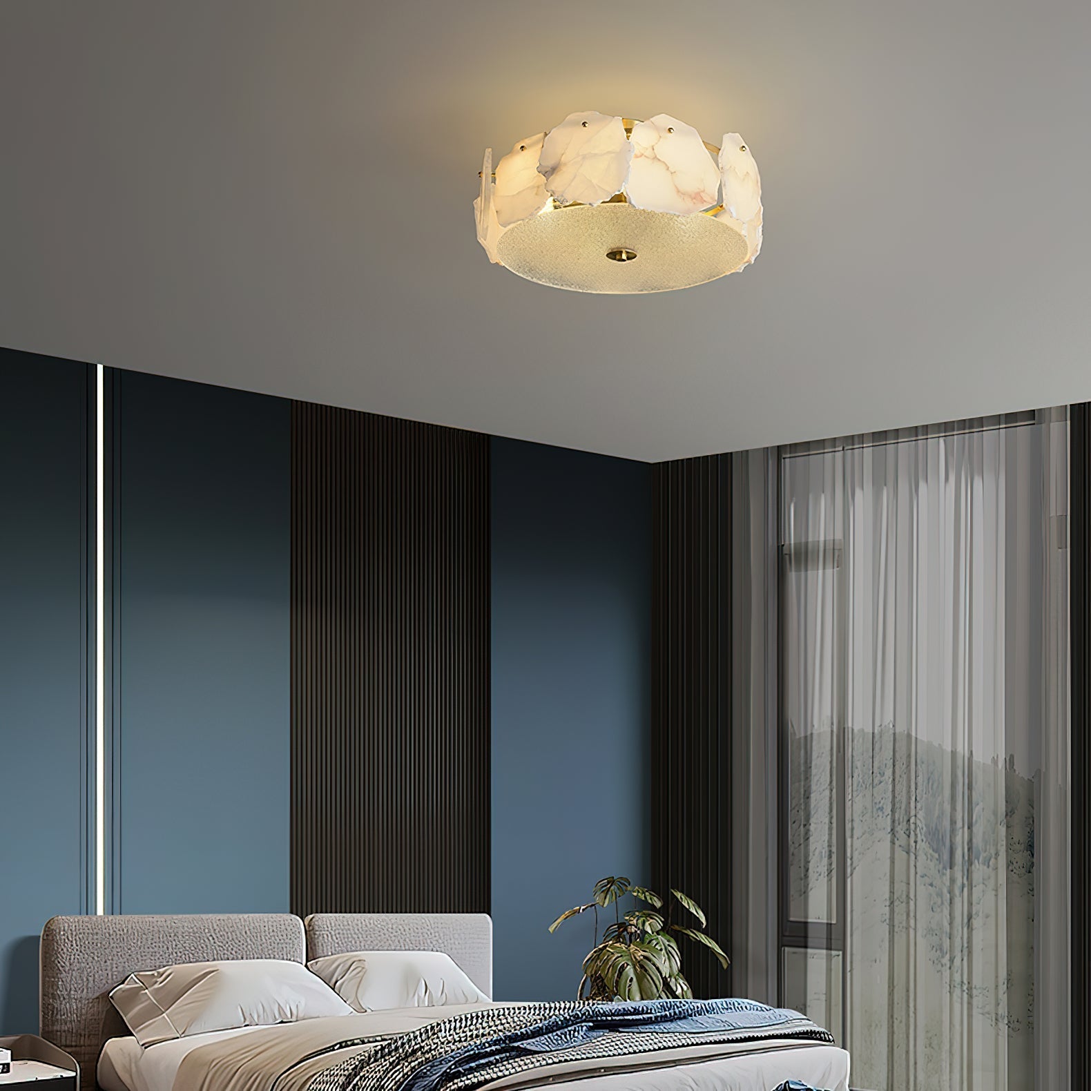 Freyza | Zoruvys Alabaster Glass Glass Ceiling Light – Bedroom Living Room