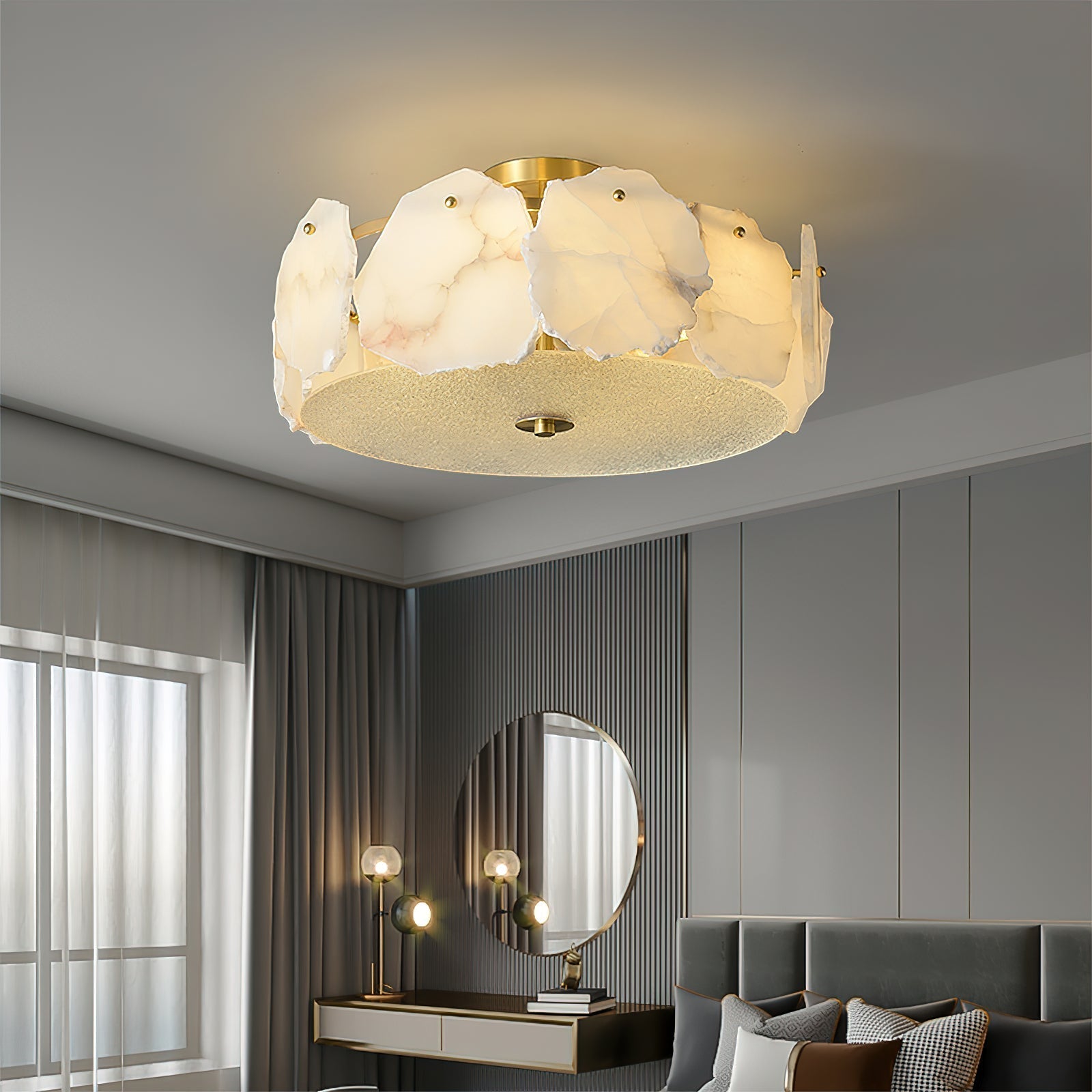 Freyza | Zoruvys Alabaster Glass Glass Ceiling Light – Bedroom Living Room