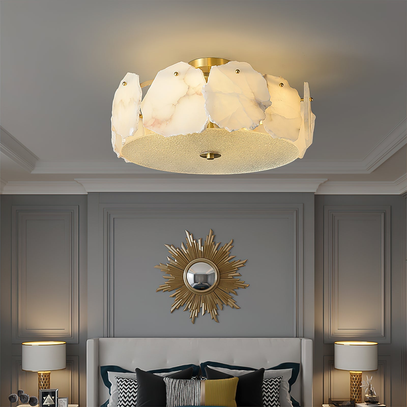 Freyza | Zoruvys Alabaster Glass Glass Ceiling Light – Bedroom Living Room