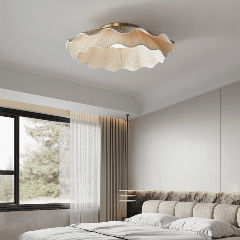Freyza | Plafonnier encastré en laiton et tissu – Chambre, couloir, cuisine