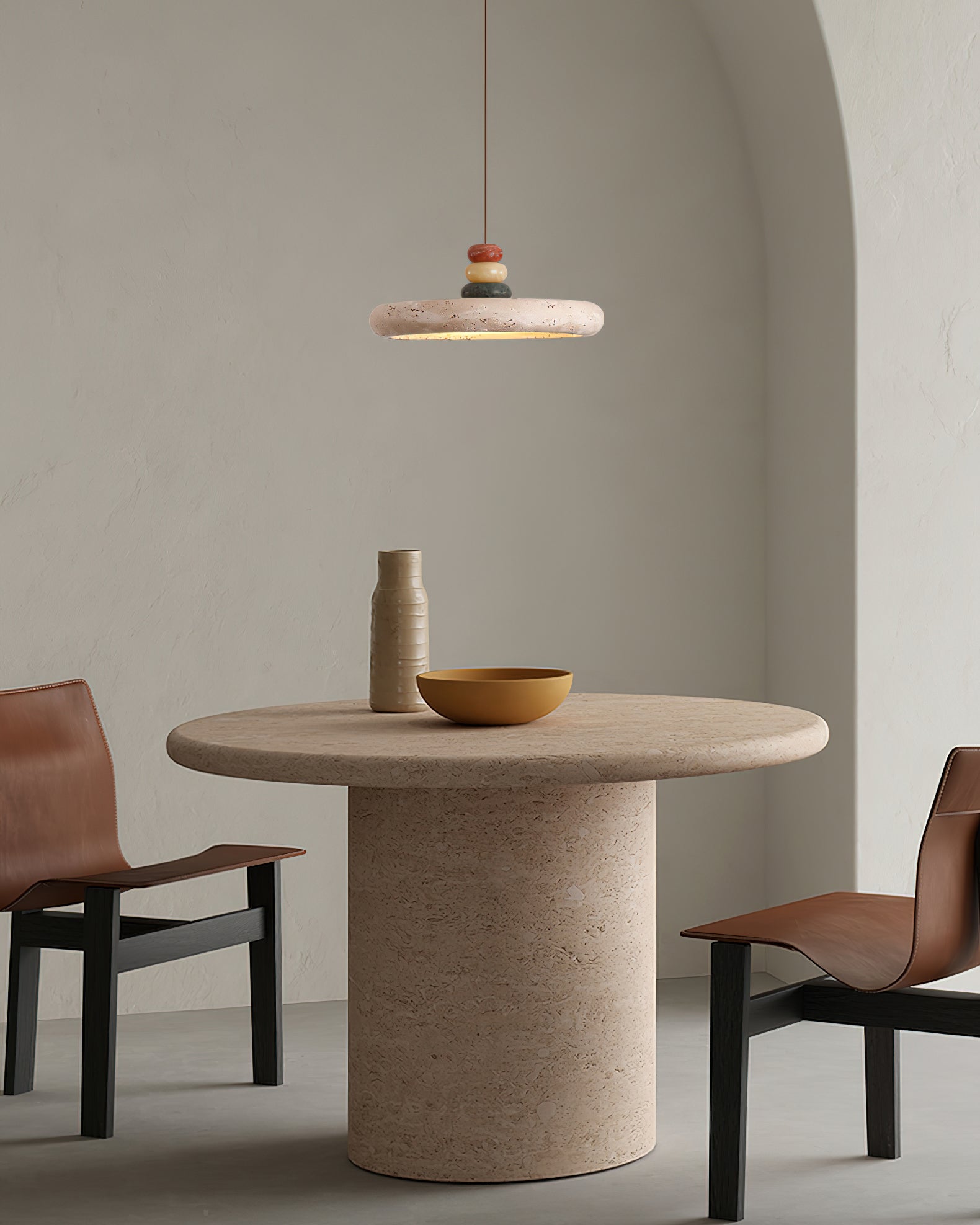 Freyza | Suspension Tinon en marbre jaune – Luminaire suspendu pour cuisine et salle à manger