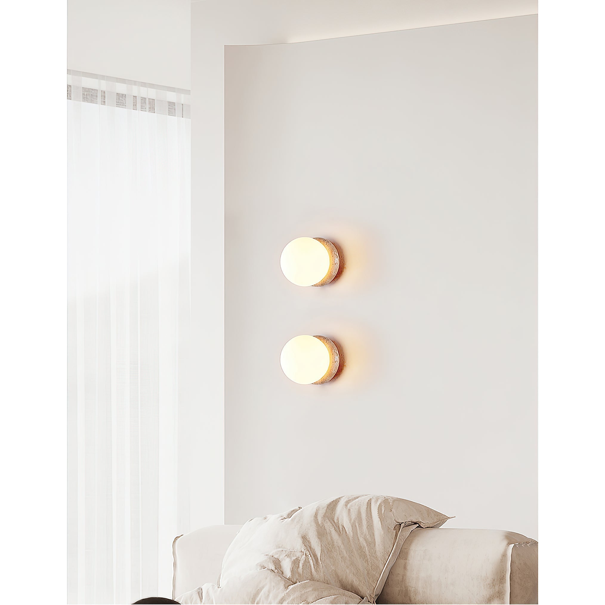 Freyza | Blikuvys Travertine-Glas-Wandleuchte – Schlafzimmer, Flur