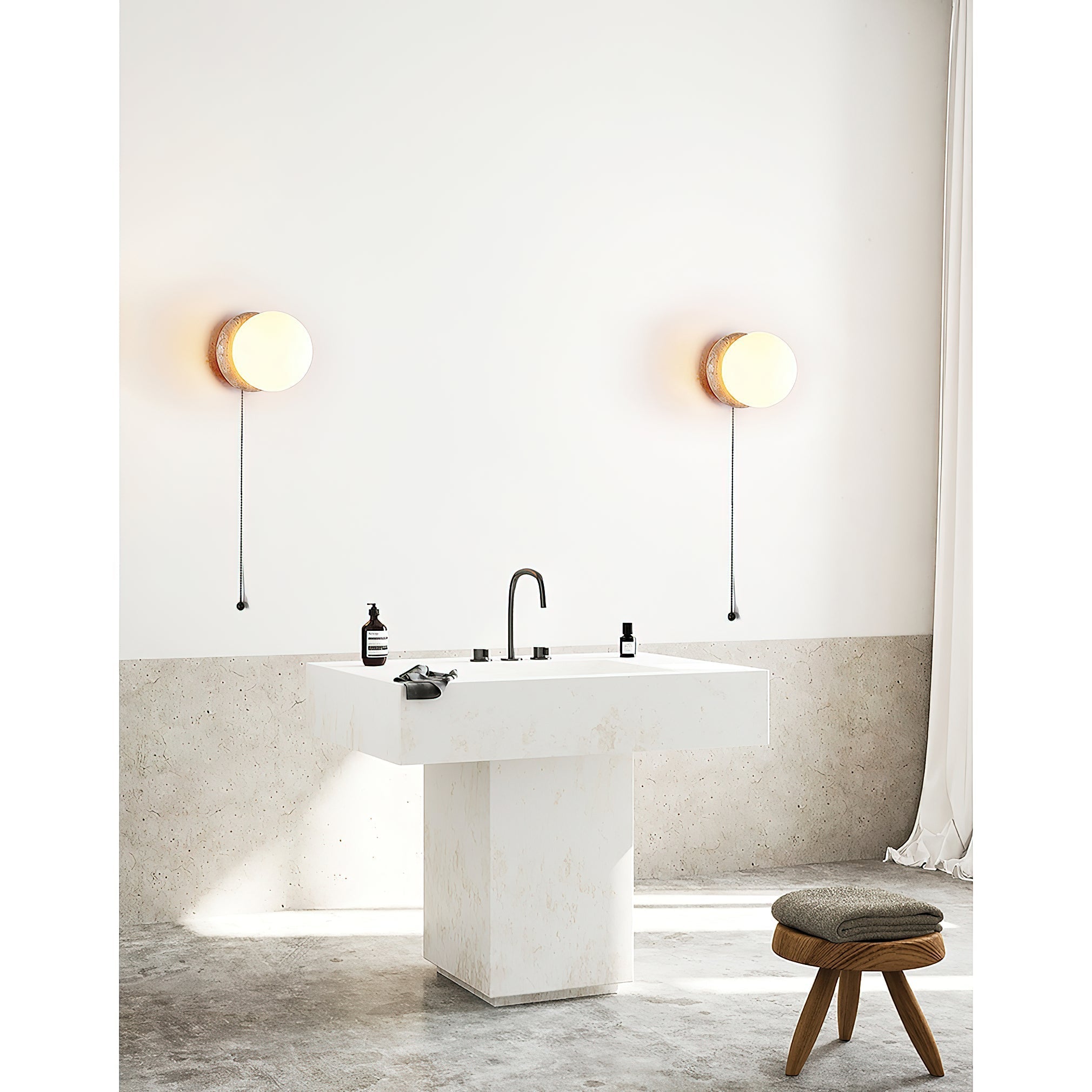 Freyza | Blikuvys Travertine-Glas-Wandleuchte – Schlafzimmer, Flur