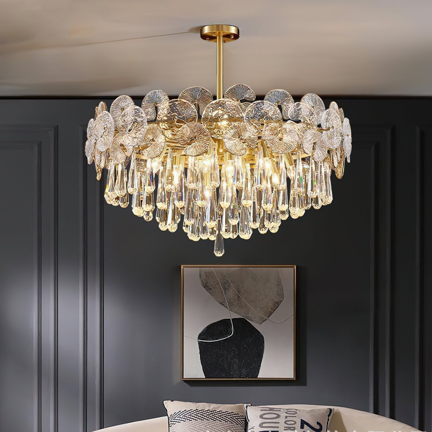 Freyza | Lustre en cristal de luxe postmoderne Caeluvyo – Salle à manger et salon modernes