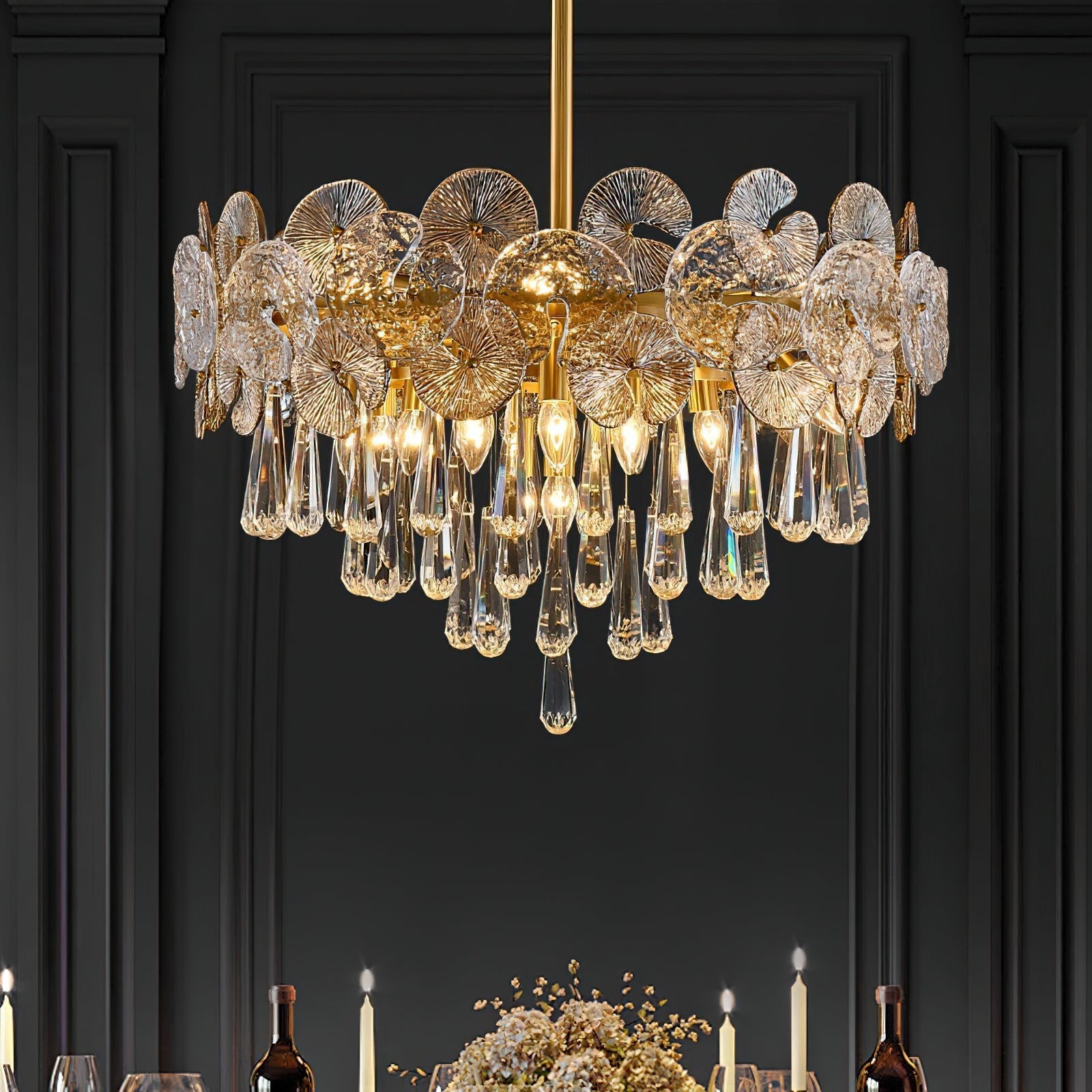 Freyza | Lustre en cristal de luxe postmoderne Caeluvyo – Salle à manger et salon modernes