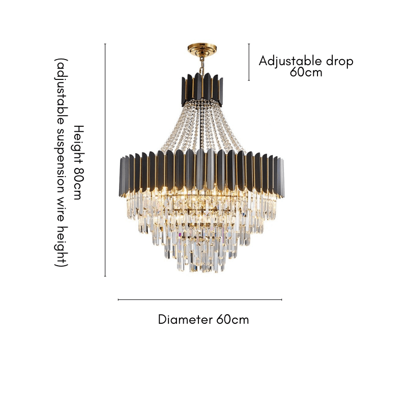 Freyza - AureliaCrystal | Elegant Dimmable Black Gold Chandelier Pendant Light