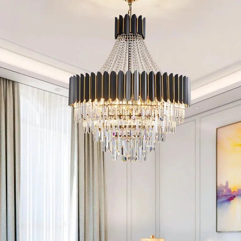 Freyza - AureliaCrystal | Elegant Dimmable Black Gold Chandelier Pendant Light