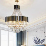 Freyza - AureliaCrystal | Elegant Dimmable Black Gold Chandelier Pendant Light