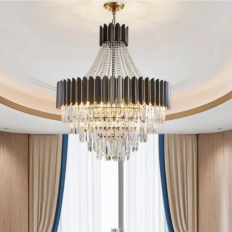 Freyza - AureliaCrystal | Elegant Dimmable Black Gold Chandelier Pendant Light