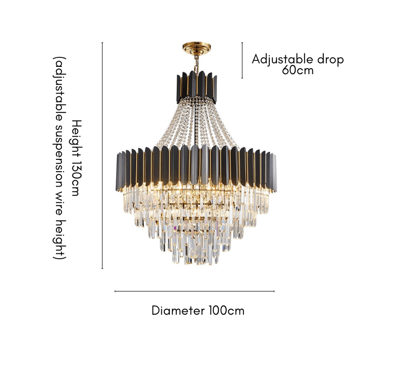 Freyza - AureliaCrystal | Elegant Dimmable Black Gold Chandelier Pendant Light