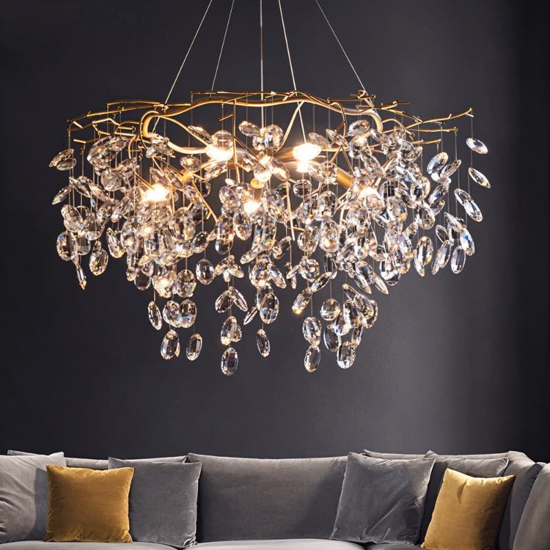 Freyza - Elegant Sophisticated Copper and Glass Chandelier