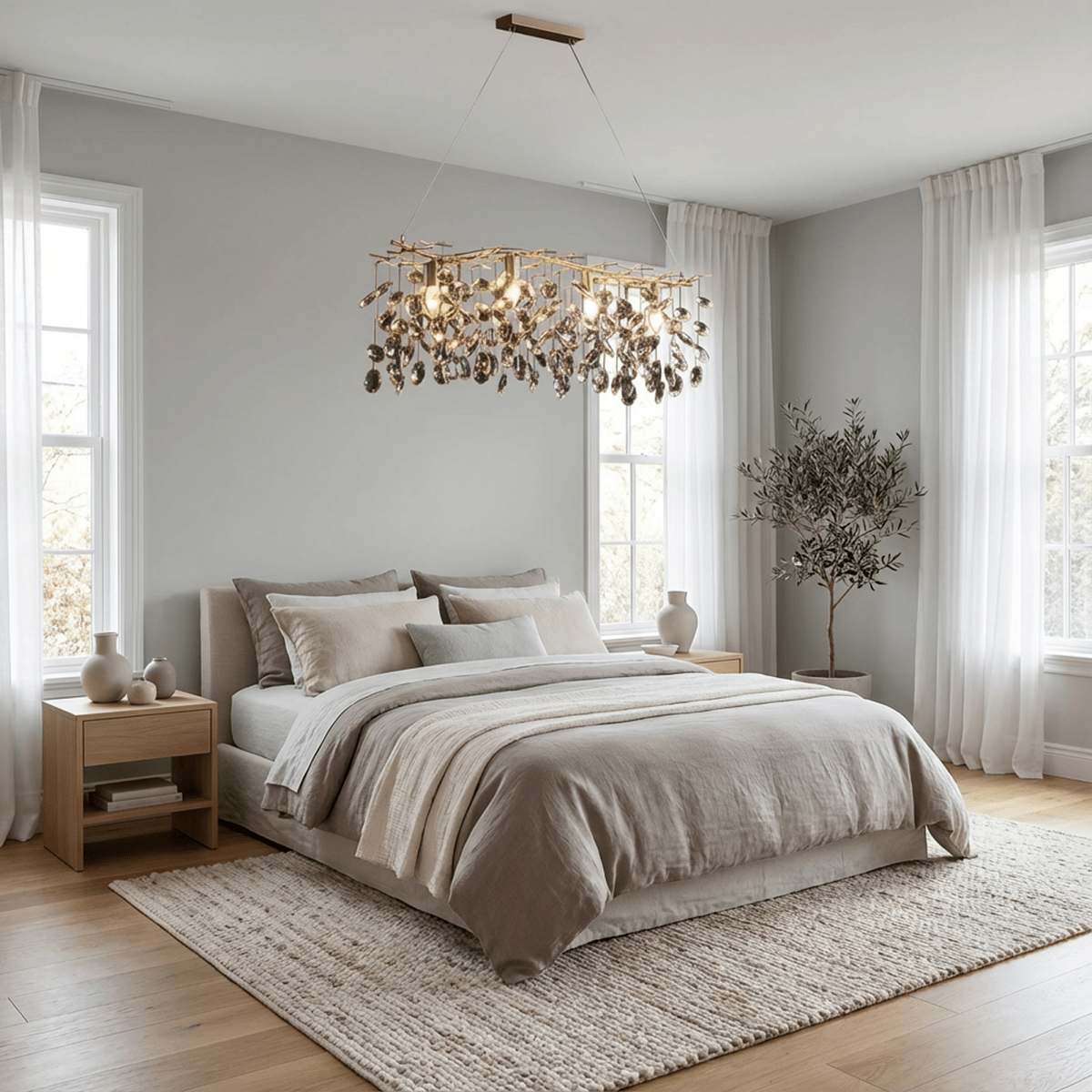 Freyza - Elegant Sophisticated Copper and Glass Chandelier