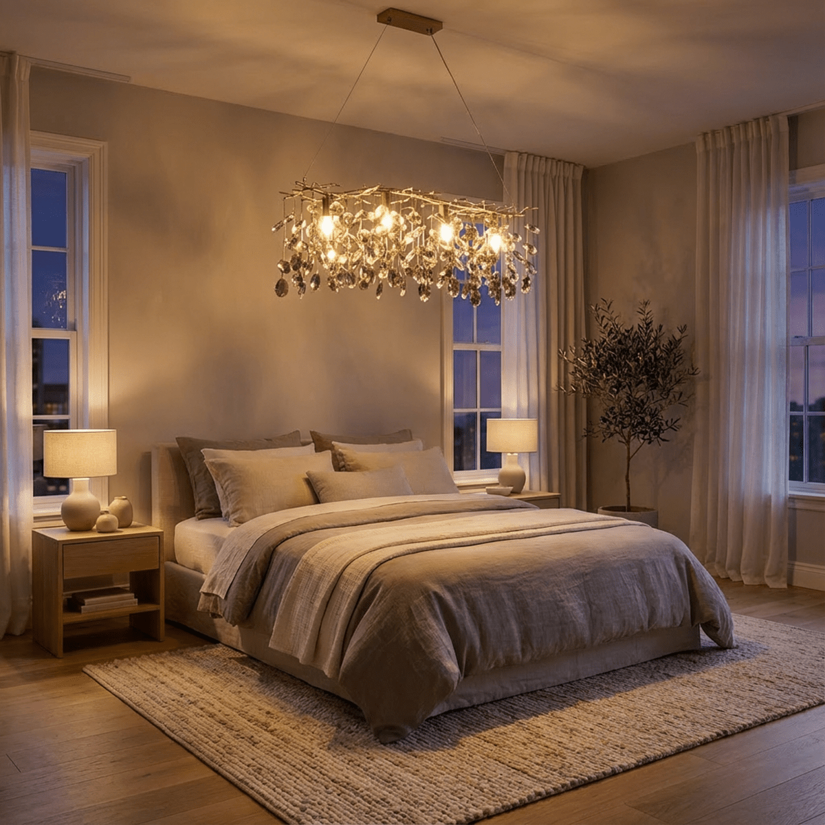 Freyza - Elegant Sophisticated Copper and Glass Chandelier