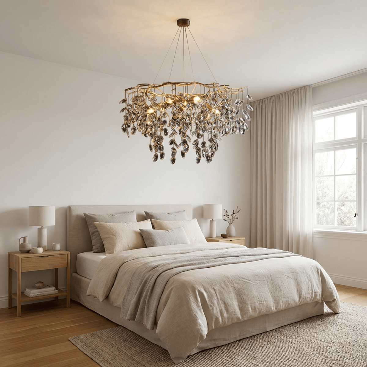 Freyza - Elegant Sophisticated Copper and Glass Chandelier