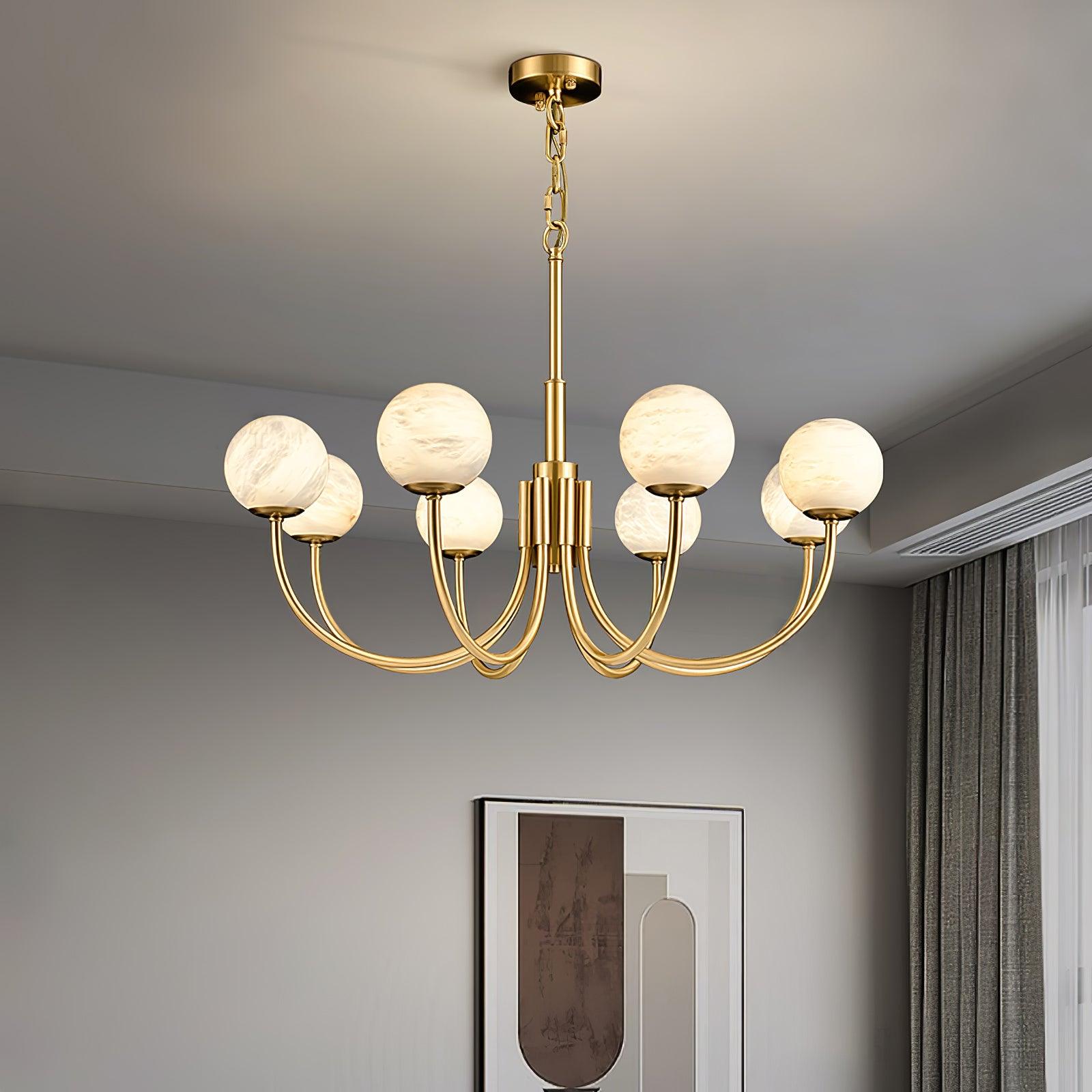 Freyza | Mjolkuvys Globe Brass Brass Chandelier – Dining Room Living Room