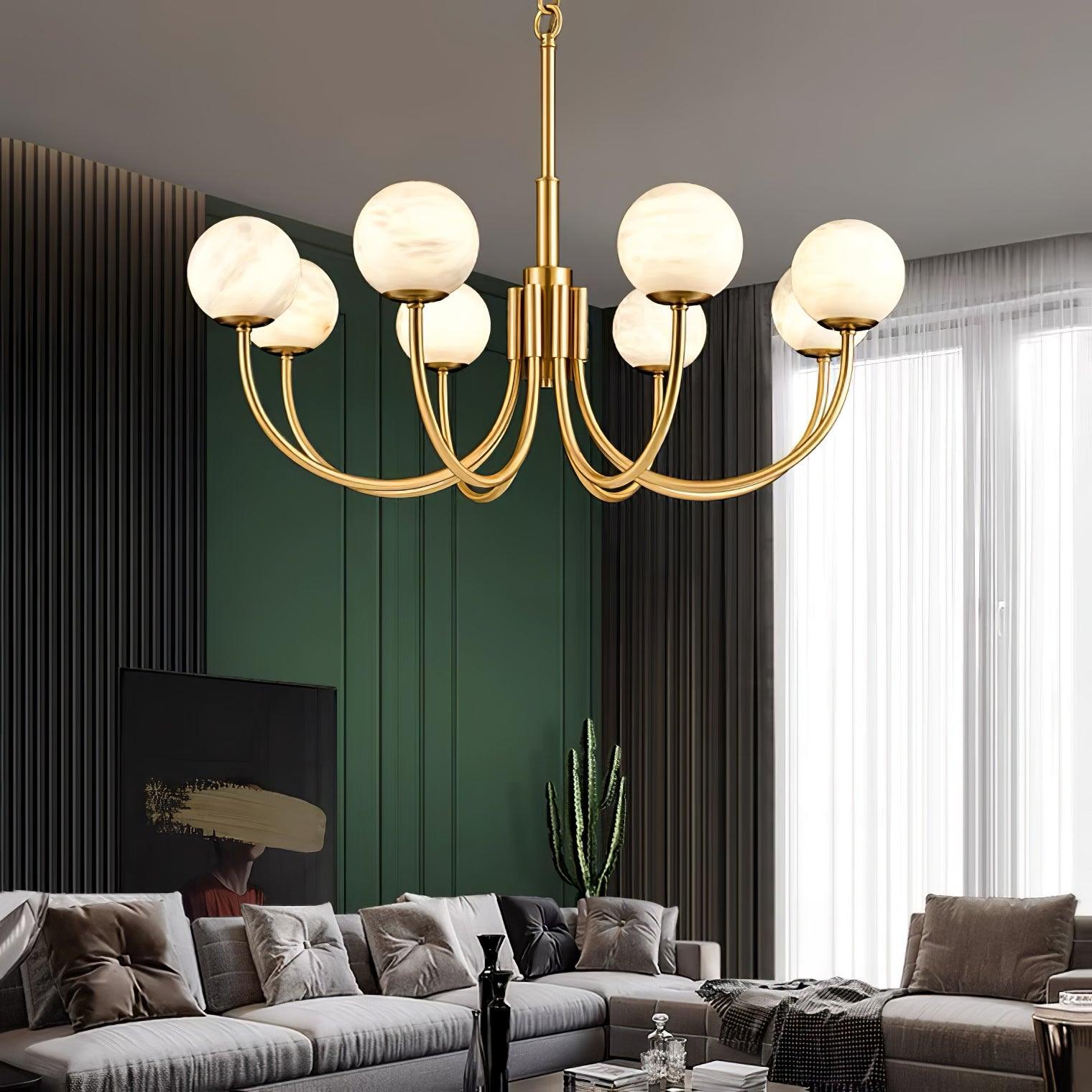 Freyza | Mjolkuvys Globe Brass Brass Chandelier – Dining Room Living Room