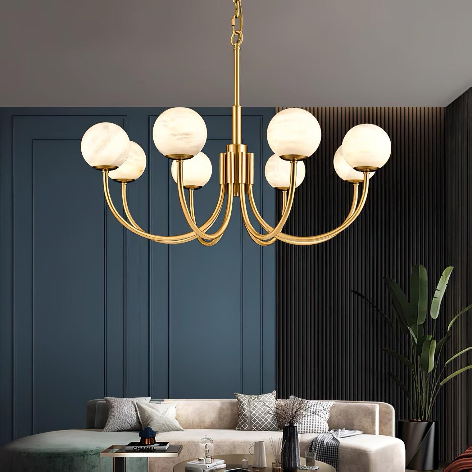 Freyza | Mjolkuvys Globe Brass Brass Chandelier – Dining Room Living Room