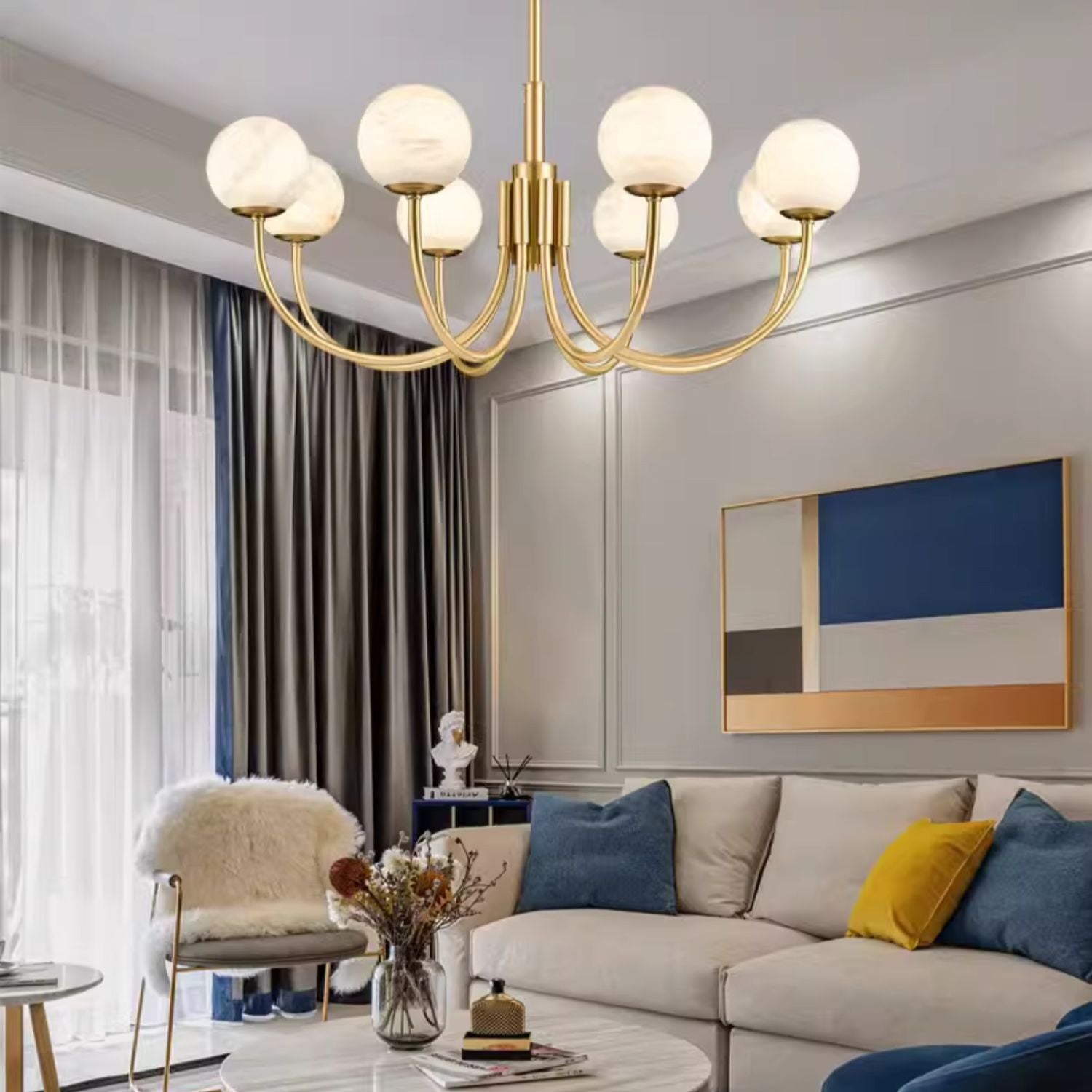 Freyza | Mjolkuvys Globe Brass Brass Chandelier – Dining Room Living Room