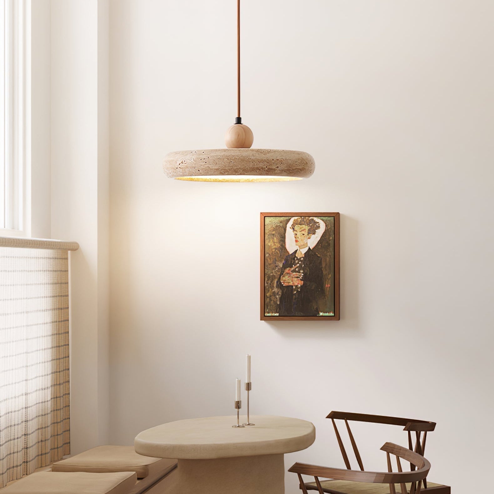 Freyza | Zesolor minimalistische Pendelleuchte aus Travertin – Minimalistische Küche und Esszimmer